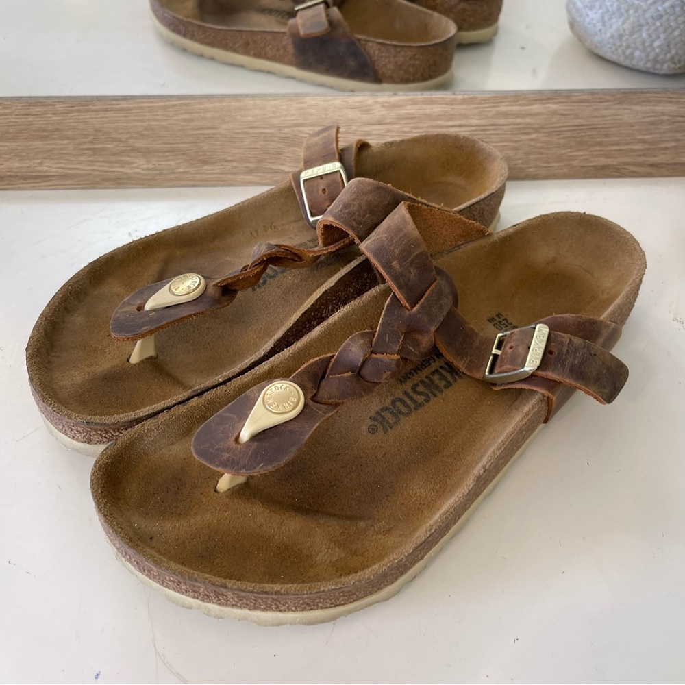 Birkenstock Brown Braided Thong Sandals - Picture 2 of 8